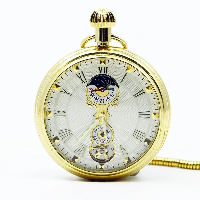 Top Luxury Fashion Pocket Watch Gold Vintage Necklace Pendant Chronograph Mechanical Clock For Men Women Pocket&Fob Watches