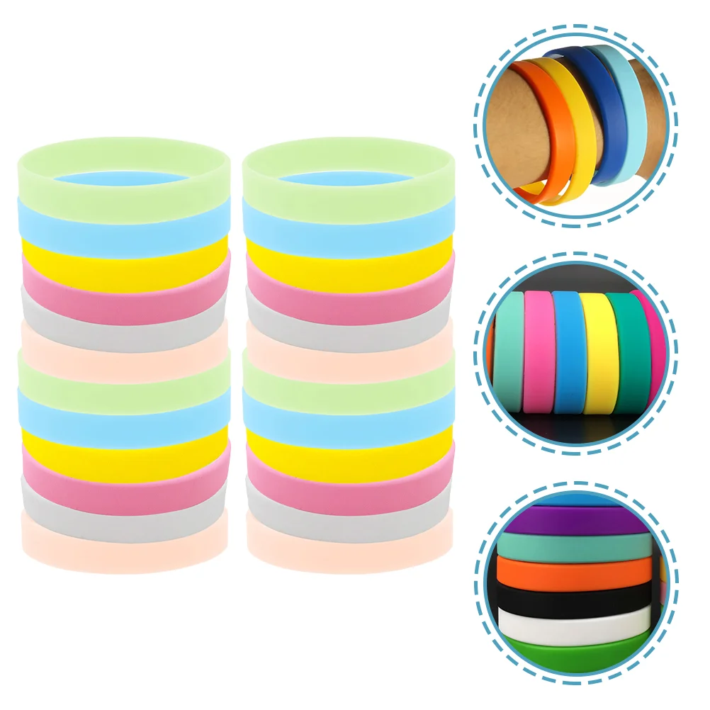 

24 Pcs Rubber Bracelets Wristbands Light up Party Favors for Kids Rave Personalized Silicone Hair Glow Supplies