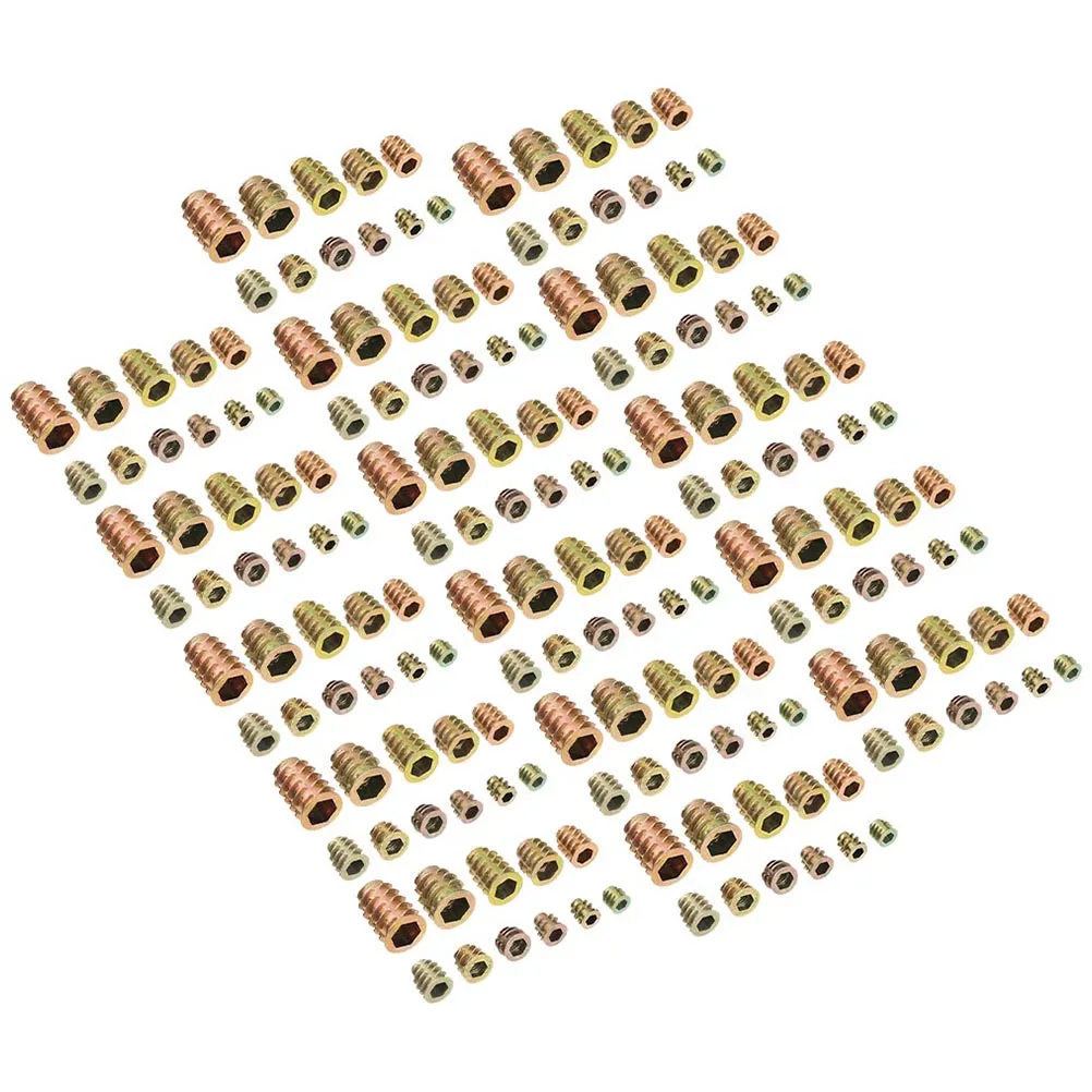 

50Pcs Hex Socket Threaded Insert Nut Set Zinc Alloy Furniture Fastener for Wood Mounting Screws Embedded Parts Drive Head Screw