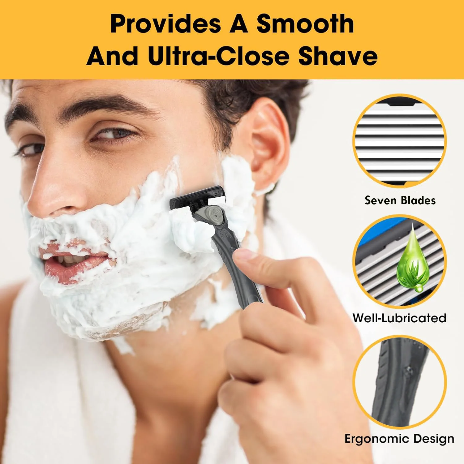 7-Layer Razor Head Manual Shaver, Blade Razor Safety Shaving Beard Moustache Manual Shaver Set