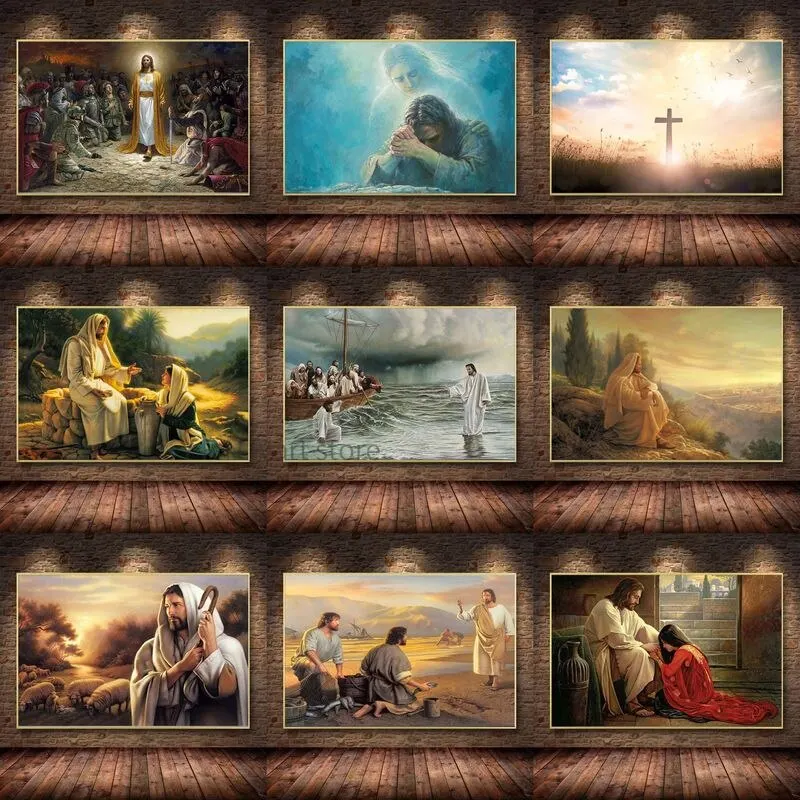 Jesus Christus auf dem Wasser Leinwanddruck – abstrakte religiöse Wandkunst für die Wohnzimmerdekoration