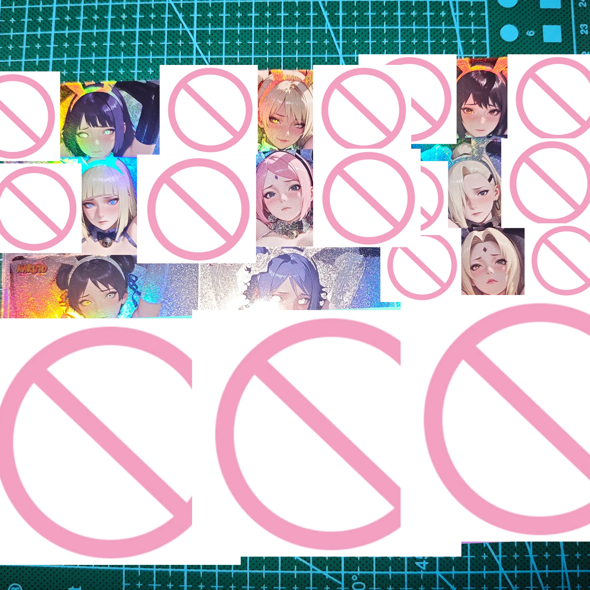 9Pcs/set Diy Self Made Narutos Haruno Sakura Tsunade Collection Card Refraction Color Flash Konan Bunny Girl Anime Card Gift Toy