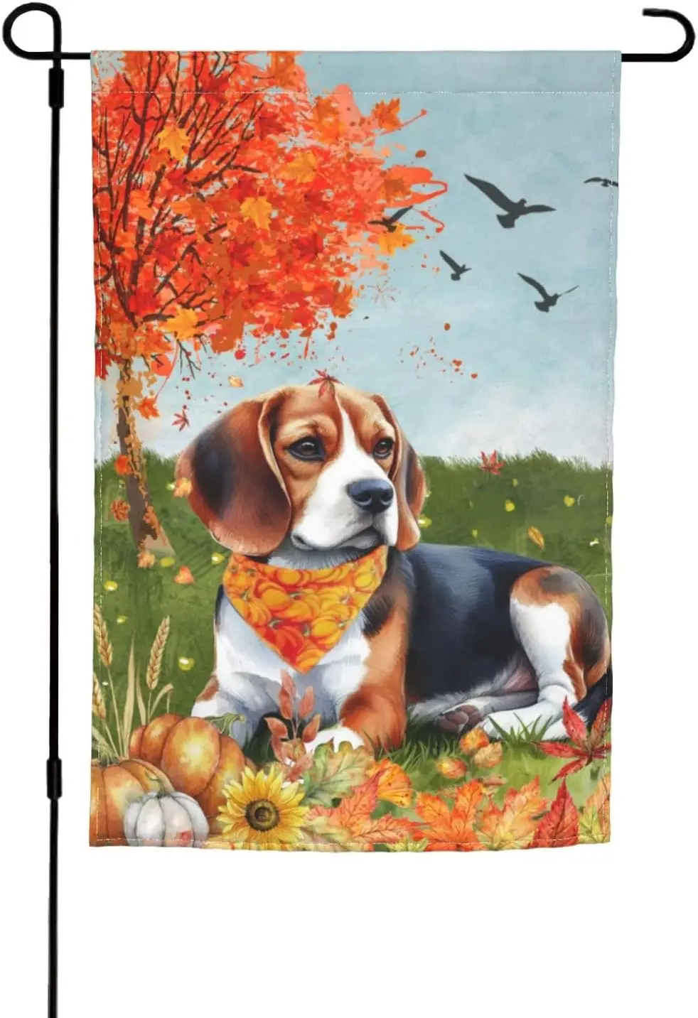 Fall Season Beagle Puppy Thanksgiving Funny Garden Flag 12x18 Inch Double Sided Vertical Decoration Yard Small Flag For Outs uui