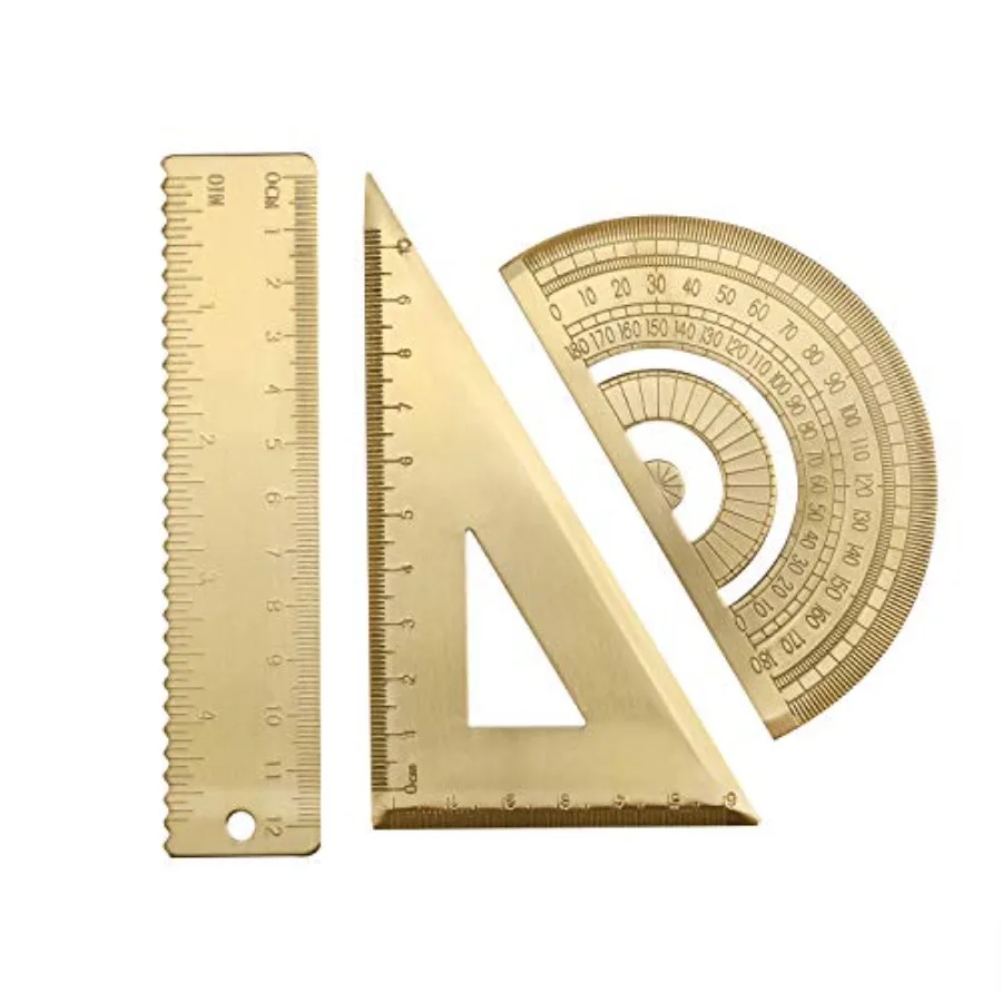 

3 Packs Brass Triangle Ruler Protractor Set, Geometry Scale Ruler, Math Semicircle Protractor, Triangular Square Ruler, Draftin
