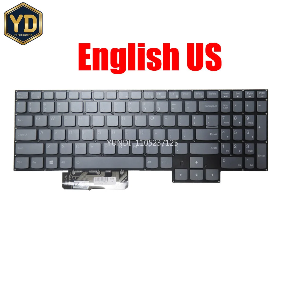 YD Laptop Keyboard For Lenovo For Legion S7-15ACH6 S7-15ARH5 S7-15IMH5 English US With Backlit Gray New