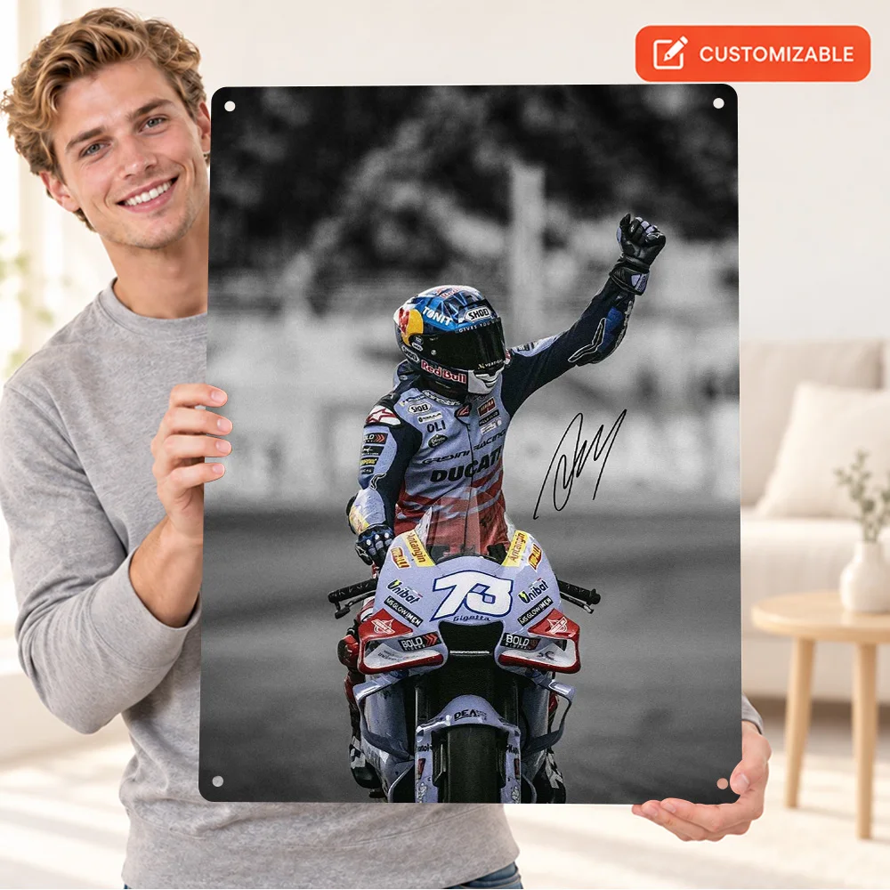Alex Marquez MotoGP Celebration Textured Metal Poster Personalized Aluminum Sign Selective Color Photo Wall Art For Home Office