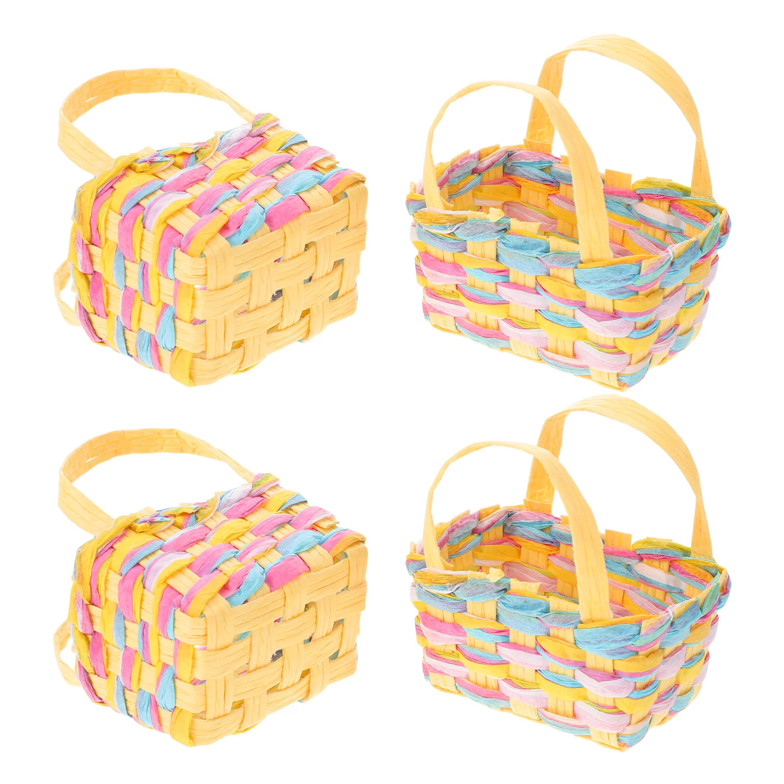 

4Pcs Miniature Woven Baskets Handwoven Mini Tote for DIY Crafts Candy Storage Decoration Wedding Party Favors Tiny