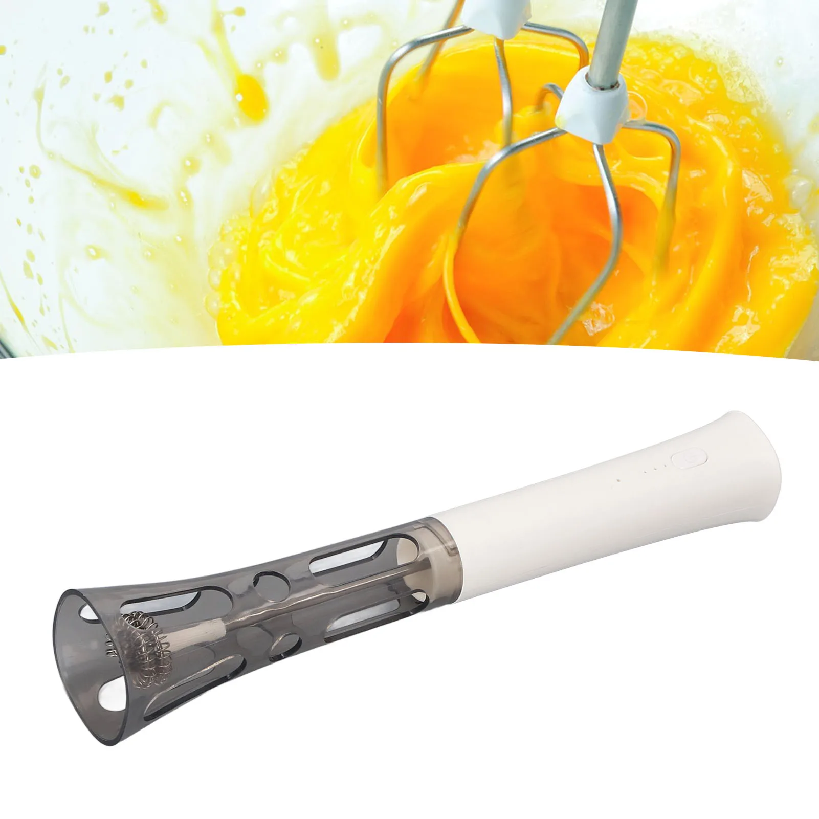 

Кухонная палочка для вспенивания молока, ручной миксер для напитков с 2 насадками для венчика, электрический венчик, пенообразователь для кофе, латте, яйца