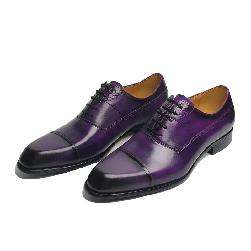 

Wedding Business Banquet Leather Shoes For Men Formal Lace-up Oxford Dress Shoes Genuine Leather Handmade Shoes New Arrival