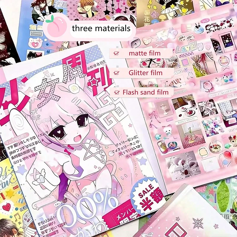 Kawaii Japanisches Anime-Stickerbuch Anime-Charaktere Retro-Magazin-Ausschnitt-Film-Stickerbuch Material DIY Dekorative Collage Geschenke – Detail 6