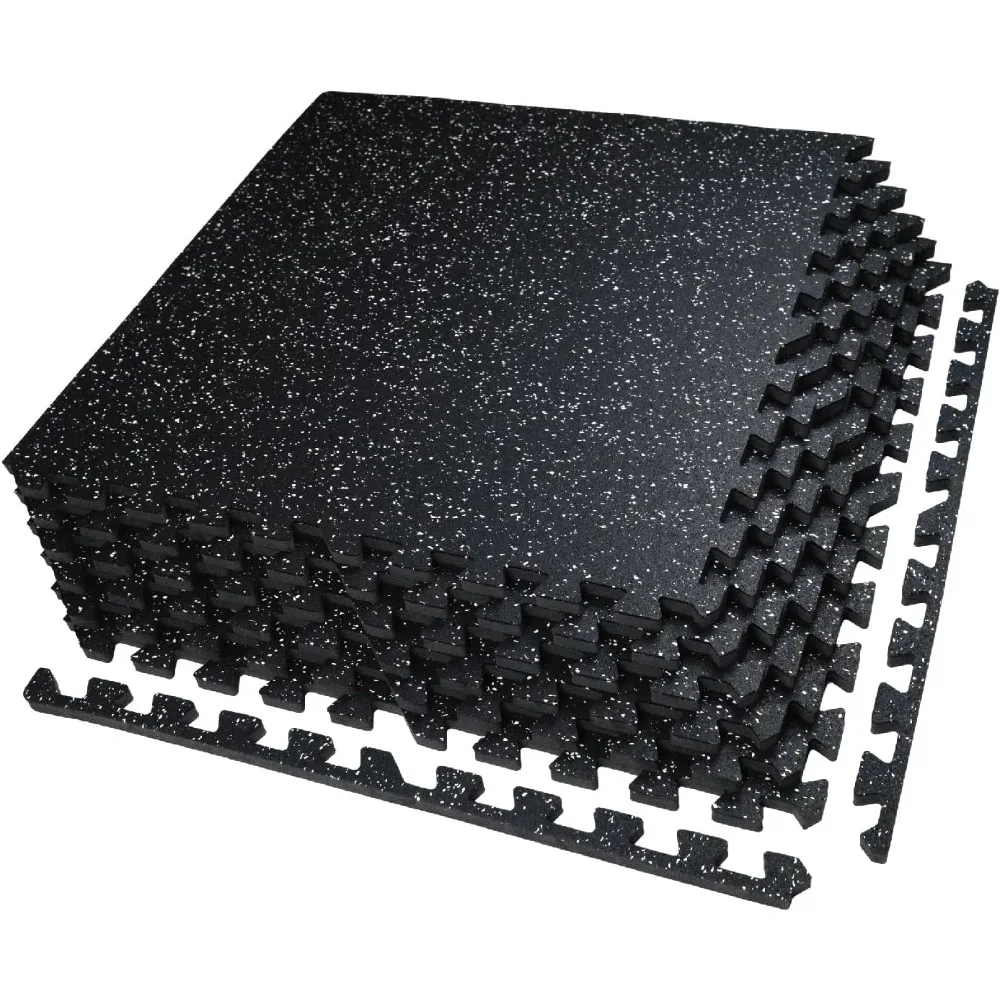 0.56in Thick 24 Sq Ft Exercise Equipment Mats, 6 Tiles Upgraded Rubber Top with High Density EVA Foam, Large Interlocking Puzzle