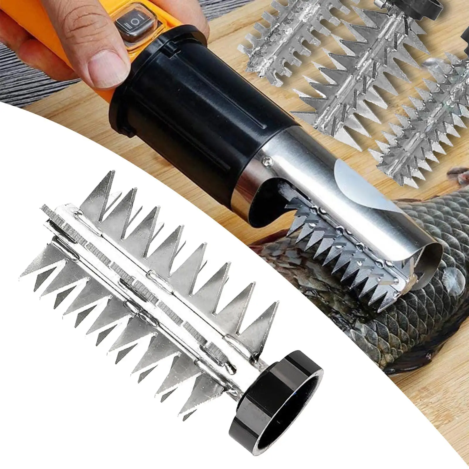 Electric Fish Scale Roller Cutter Waterproof Stainless Steel Scaler Remover Rustproof Descaler for Restaurant Kitchen Market Use