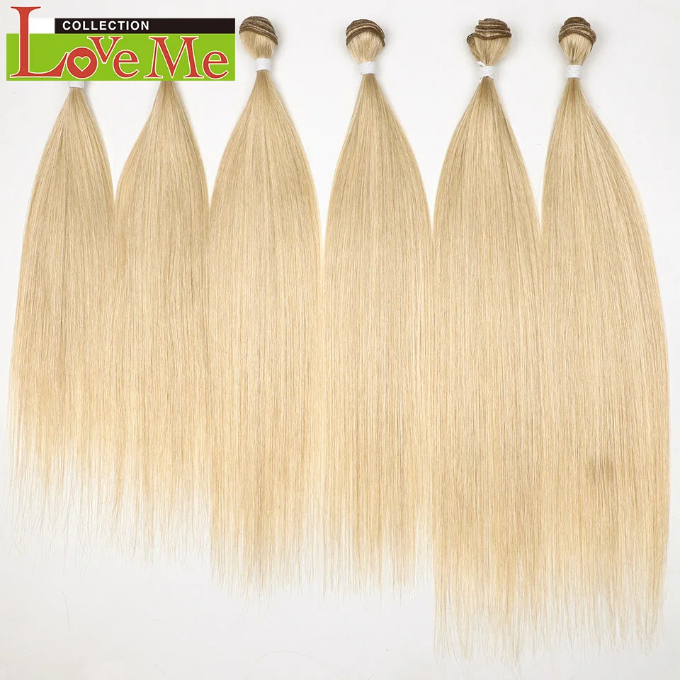 LOVE ME Yaki Straight Synthetic Hair Weave 20-24 Inches 300g/6pcs Ombre Blonde Hair Bundles Salon Quality Hair Extensions