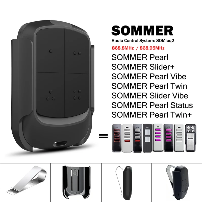 

Для SOMMER Pearl Vibe Twin Status SOMloq2 4018 4019 4018V000 4019V000 TX55-868-4 Пульт дистанционного управления гаражом / воротами 868,8 МГц 868,95 МГц