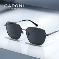 CAPONI Sunglass men Polarized Photochromic Square Trendy Black Lenses Shade Driving Sunglasses UV400 Protection Designer BS21020