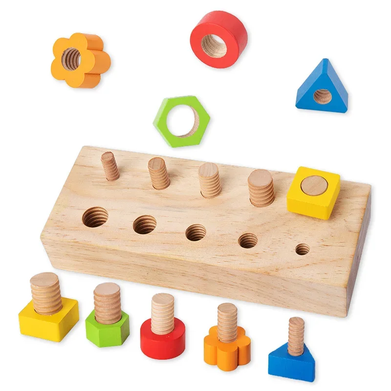 

Wooden Nut Bolts Building Blocks Color Shape Sorter Toys Kids Montessori Matching Game Education Sensory Toys Fine Motor Skills