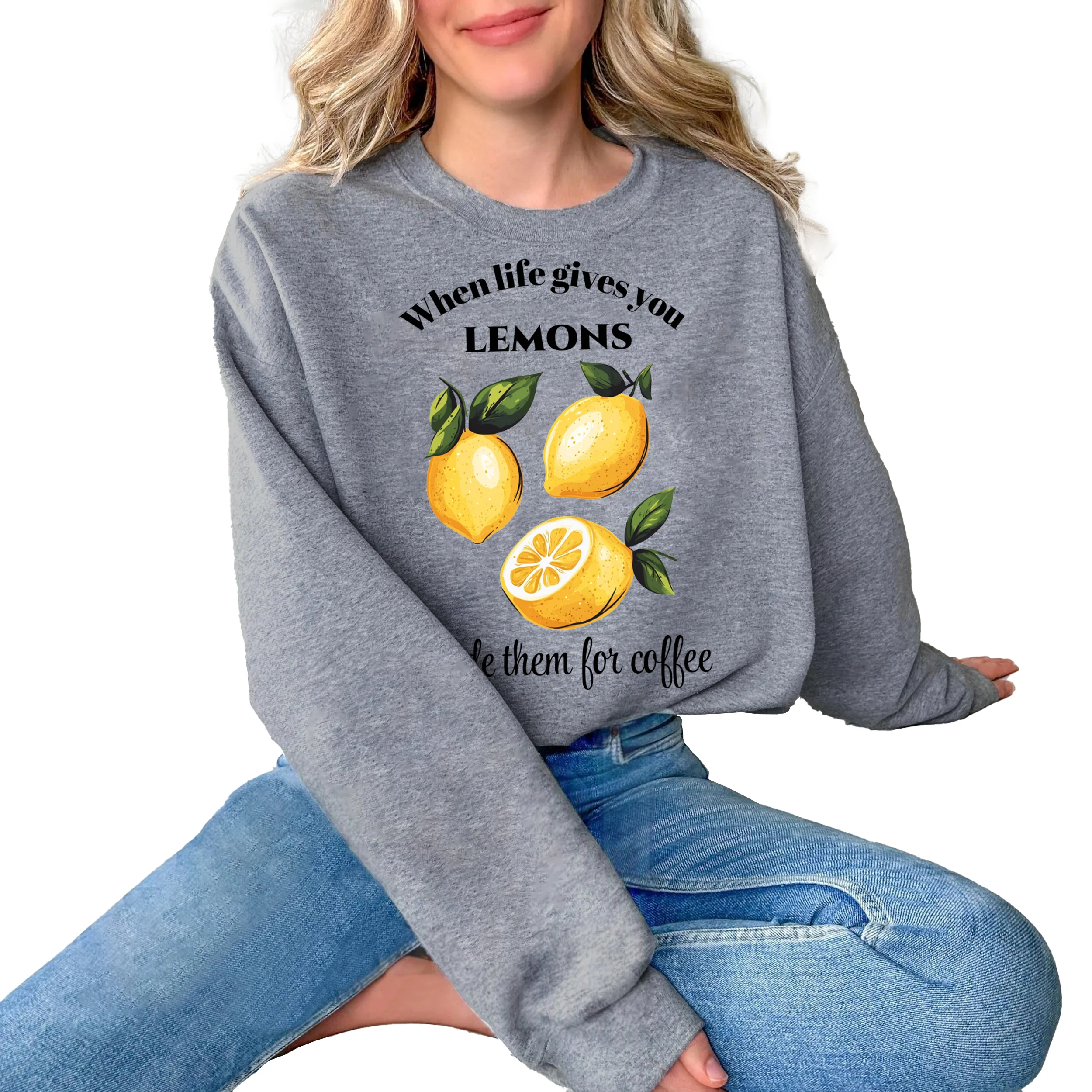 عندما تعطيك الحياة الليمون طباعة المرأة البلوفرات الصوف ملابس عصرية فضفاضة ملابس كاجوال الخريف س الرقبة امرأة طويلة الأكمام #6