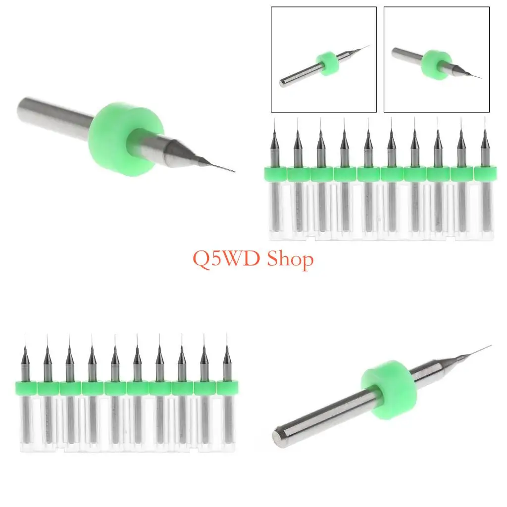 

Q5WD New 10Pc 0.2mm Tip 1/8" Shank Flute Micro PCB Drill Bits