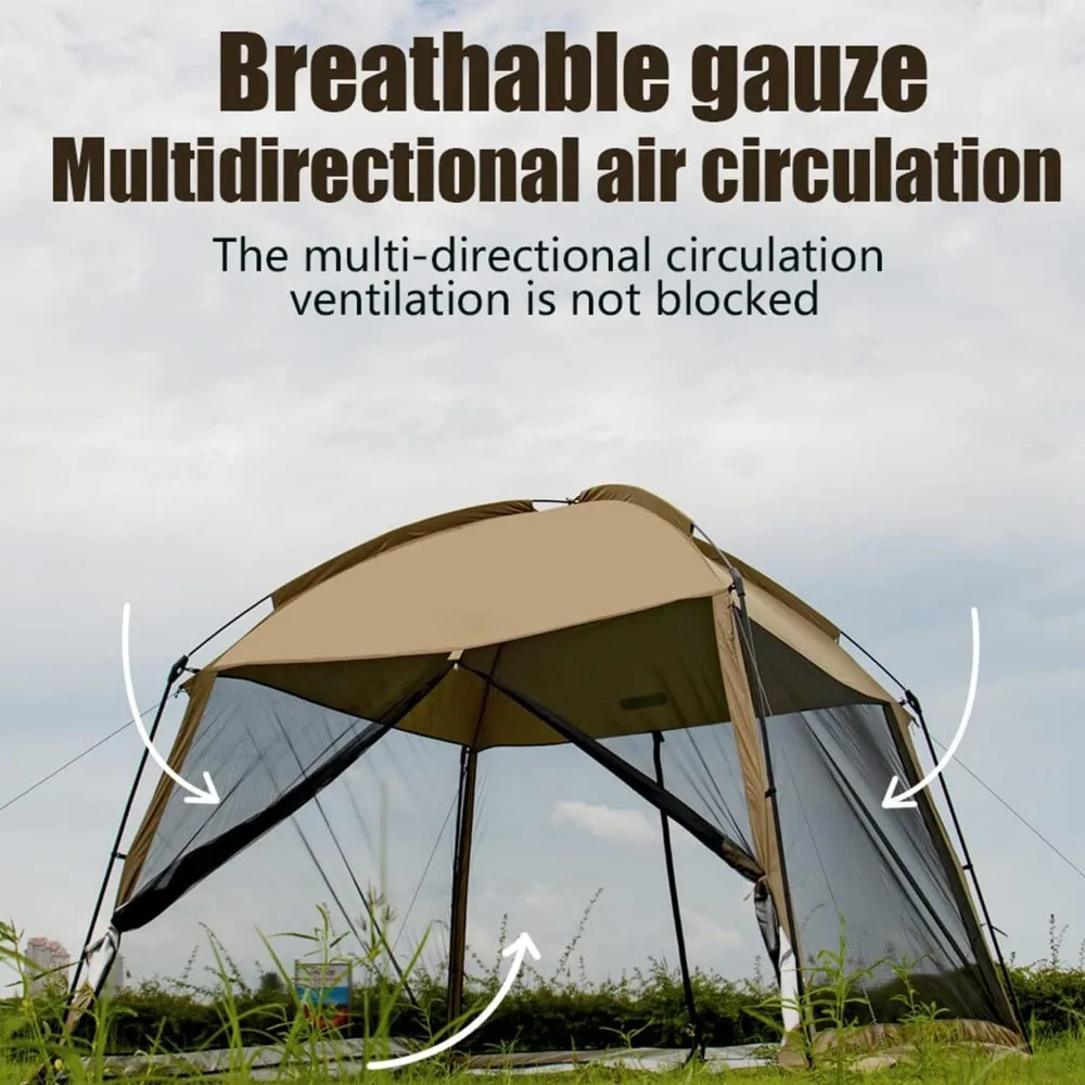 خيمة منزلية بشاشة شبكية مقاس 11 × 11 قدم مع حقيبة حمل للتخييم في الهواء الطلق، مأوى لظل الشمس سهل الإعداد #3