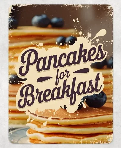 Pancakes for Breakfast Metal Poster Wall Tin Sign Man Cave Shed Home Plaque --Tin Sign