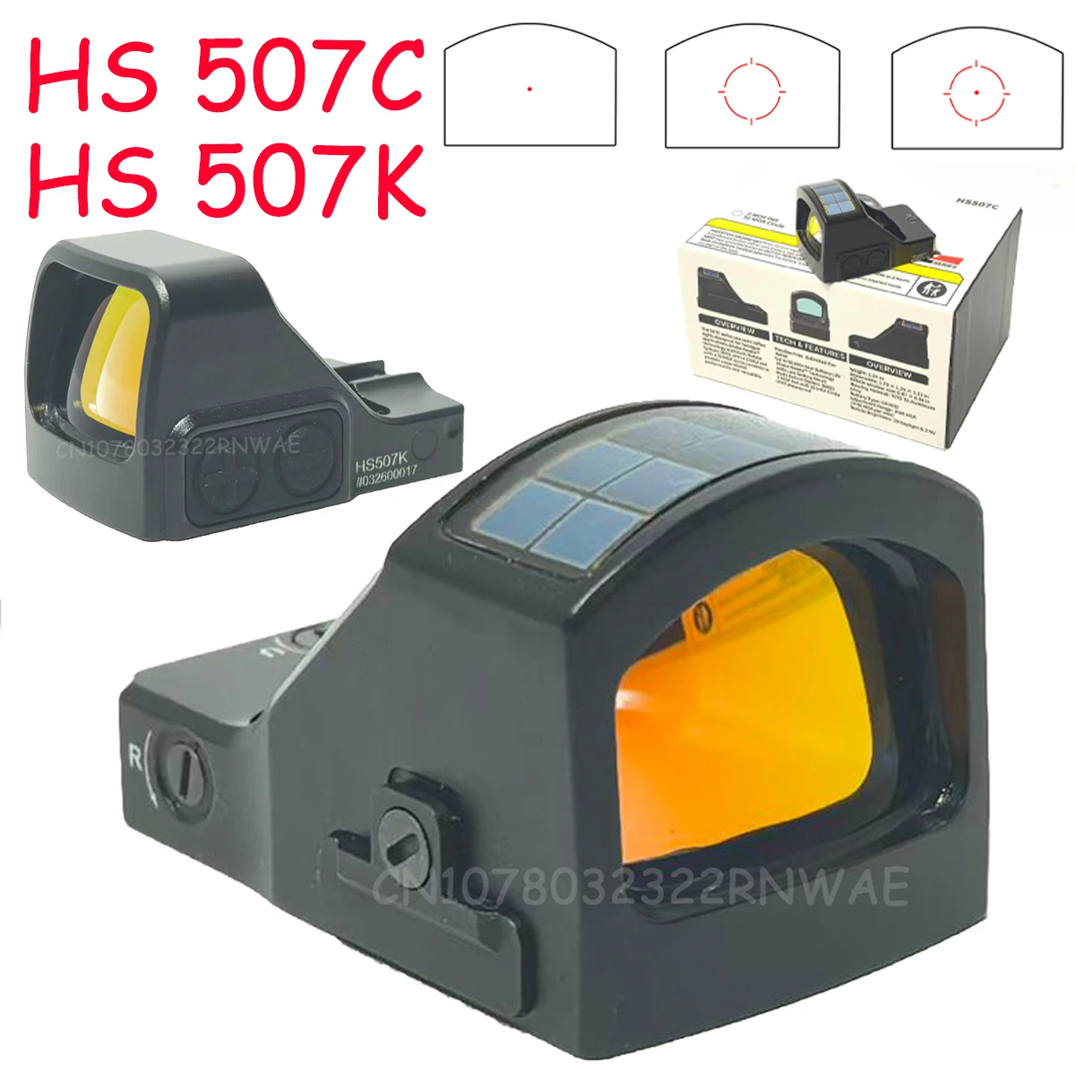 New Tactical HS 507C Optical Solar Red Dot Sight HS 507K Hunting Three Variable Point Adjustable Scope Reflex Holographic Sight