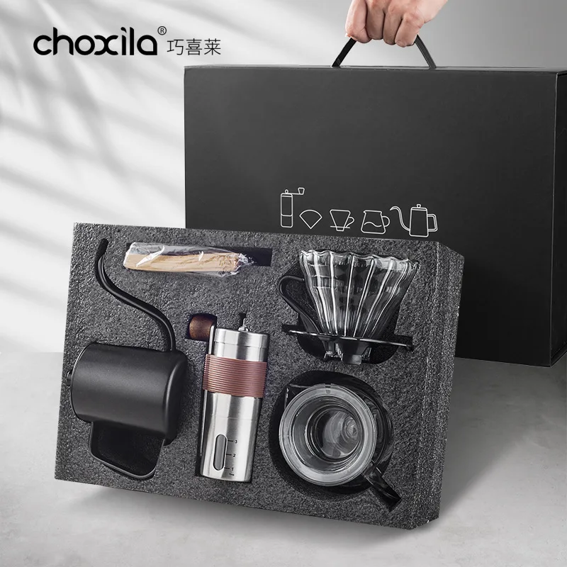 

Hand-Poured Coffee Kit With Carrying Bag Festive Gift Box Outdoor Coffee Pot Set To Share Happiness In Your Home And Garden