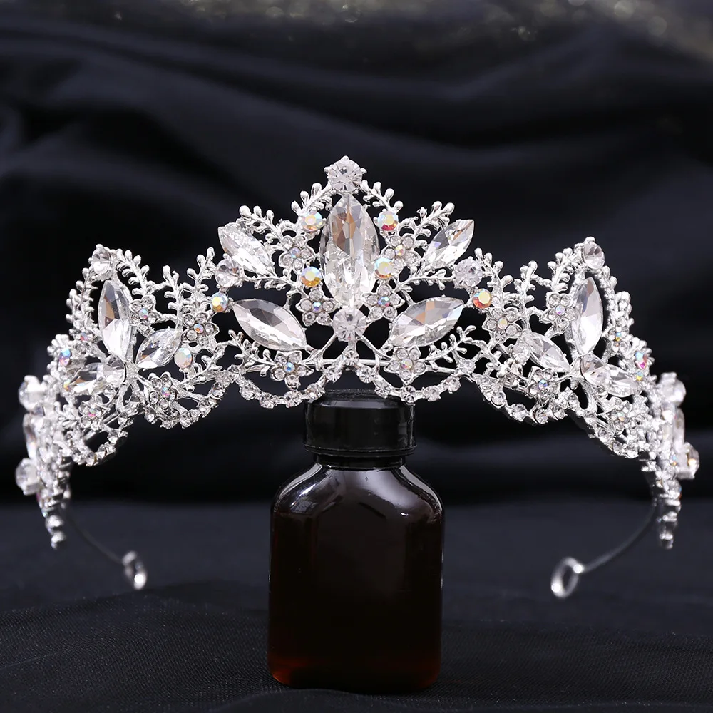 Tiaras y coronas de cristal rojo barroco, diadema nupcial con diamantes de imitación para graduación, corona Taira para mujer, accesorios para el cabello de boda, corona de joyería