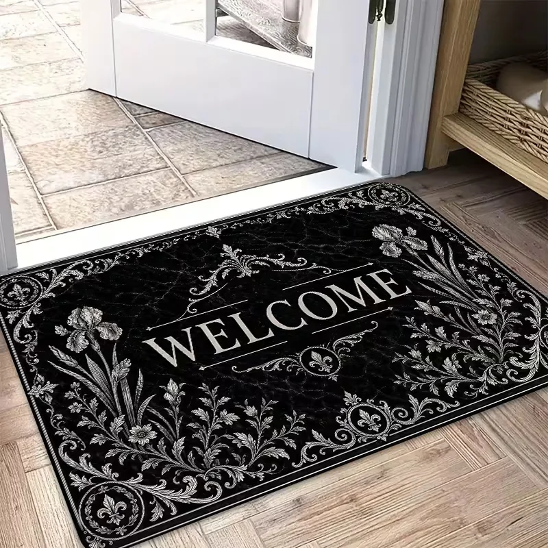 Celestial Moon Butterfly Doormat Witchy Boho Floral Sun Moon Phase Entrance Rug Mystical Home Carpet for Front Door