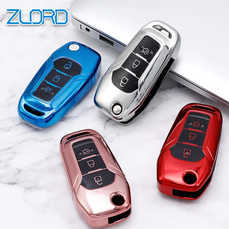 TPU Soft Car Flip Key Case Cover Bag Holder for Ford Ranger C-Max S-Max Focus Galaxy Mondeo Transit Tourneo Custom Ranger