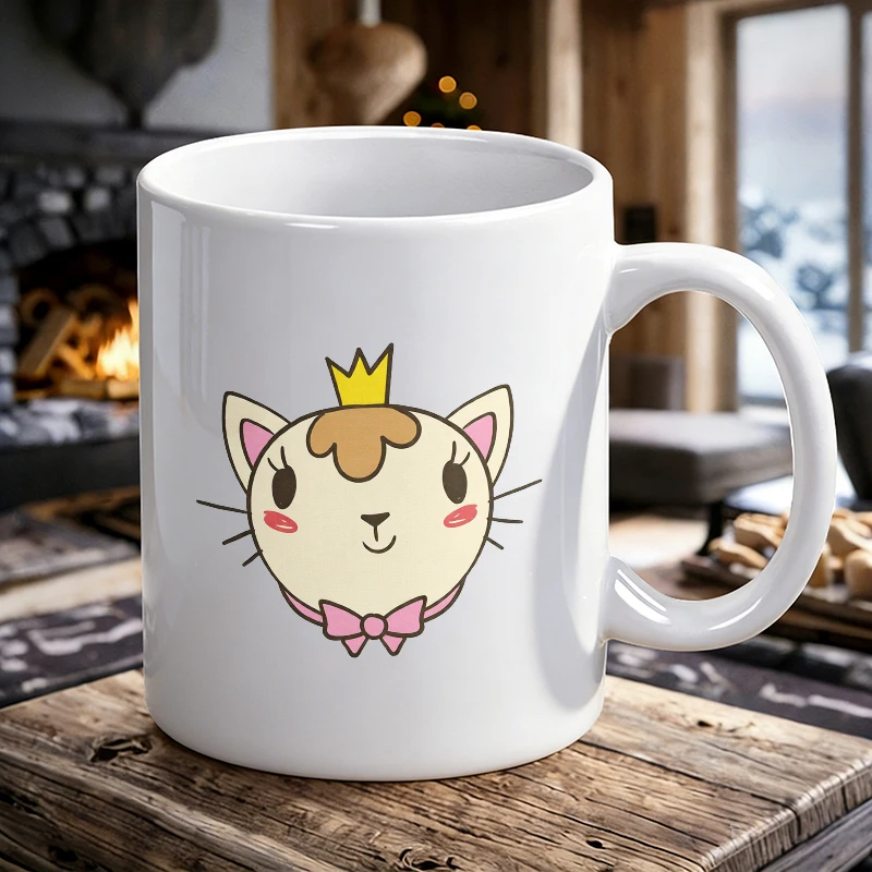 

1PCS Princess Cat Head Ceramic Cup, Coffee Cup, Milk Cup, Office Tea Cup, Drinking Cup, Does Not Fade, Gift for Friends