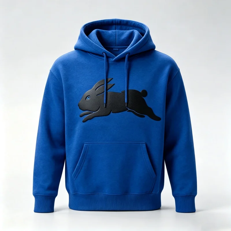 Rabbit Team Adult Hoodie, Puff Print Hoodie, 100% Cotton Fleece, Warm Winter Hoodie