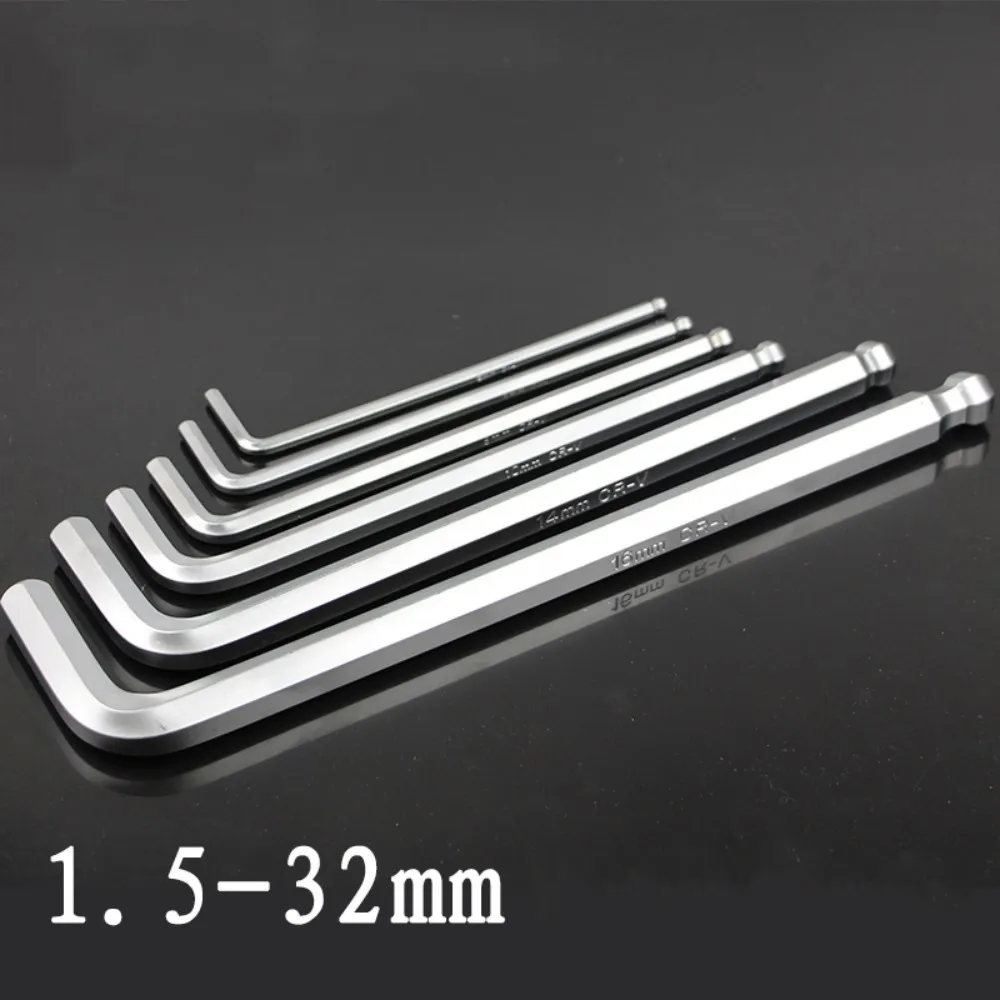 1/2/5 Pcs Ball Head Allen Key Set Metric Hex Wrench CR-V Alloy Nickel Plating L-type Screw Nuts Hexagon Wrench Repair Hand Tool