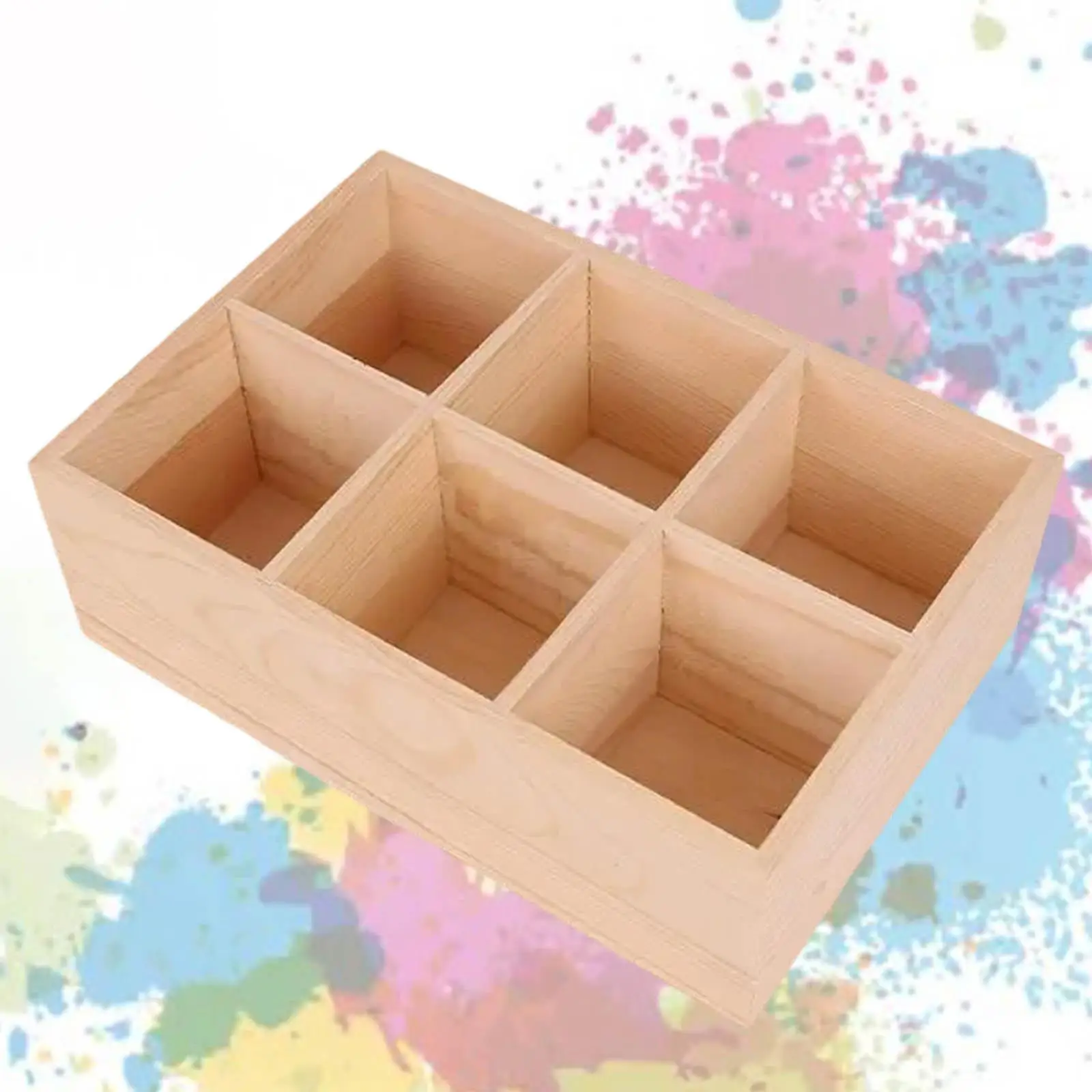 Wooden Pencil Holder 6 Grid Marker Pen Organizer for Desktop Home Studio