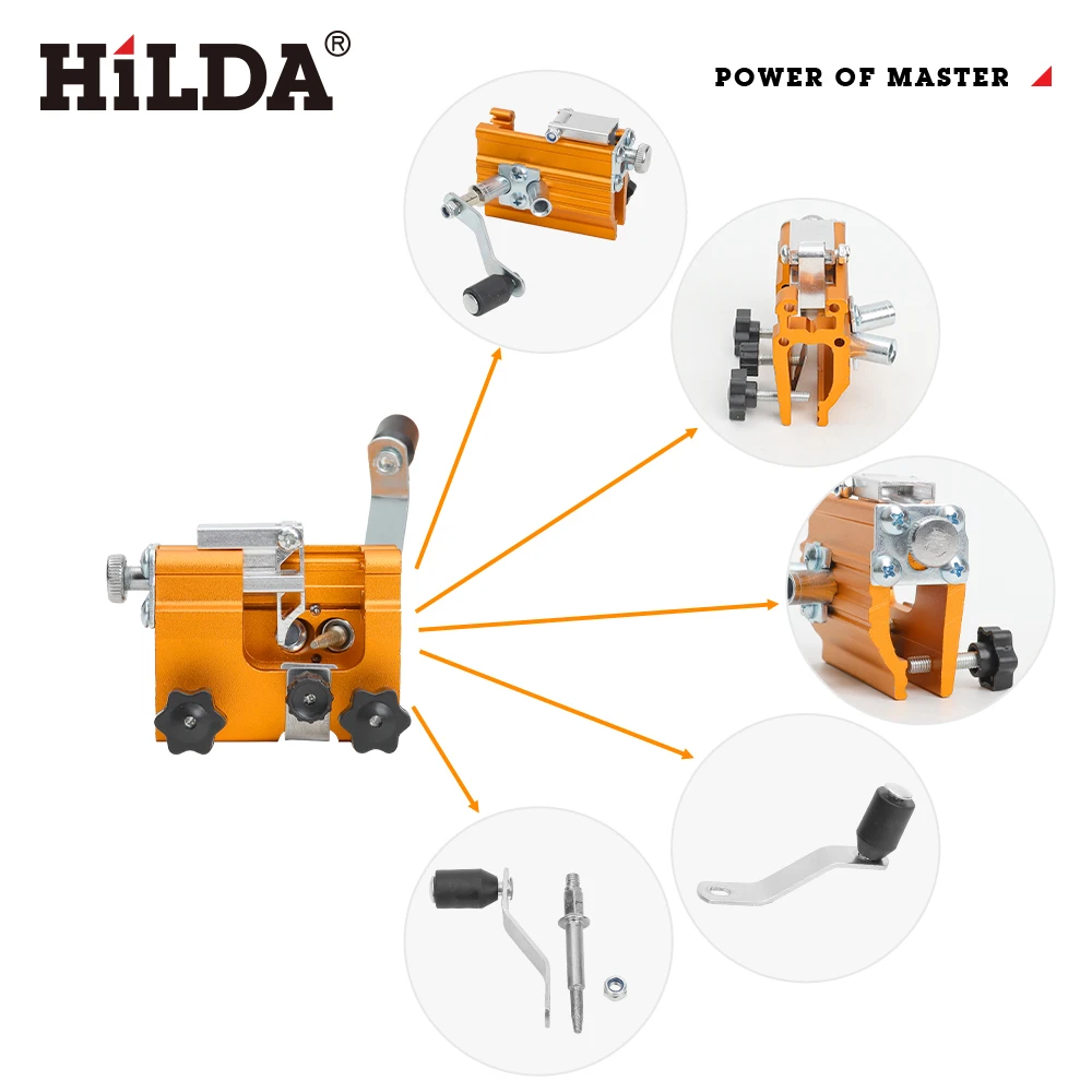 أداة شحذ سلسلة احترافية تعمل يدويًا من HILDA، تناسب أحجام السلسلة المتعددة، مثالية للصيانة بنفسك