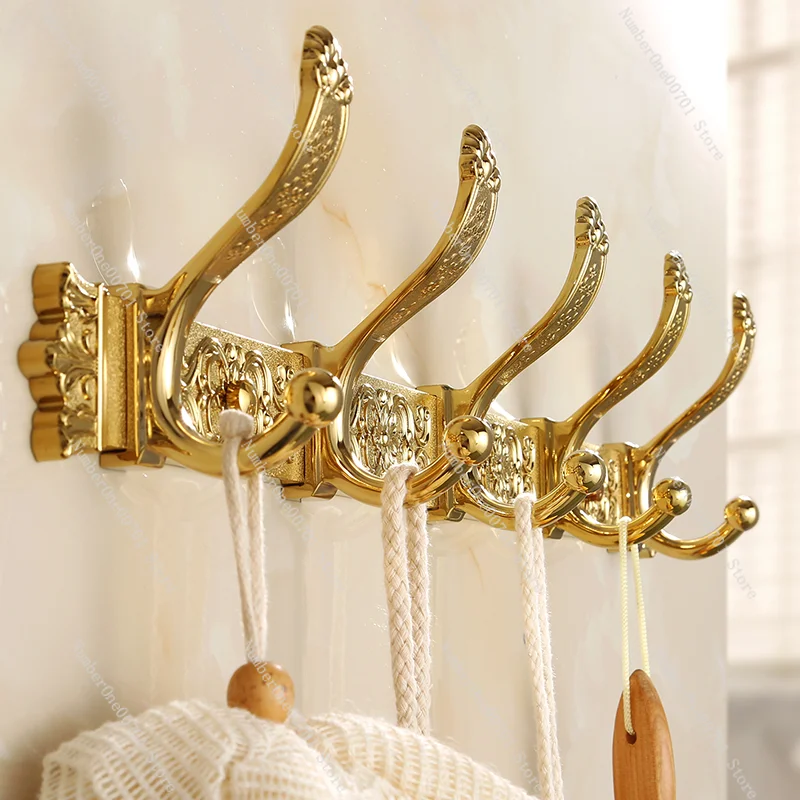 European Gold Clothes Hook Wall-Mounted Coat Hook Bathroom Hardware Pendant