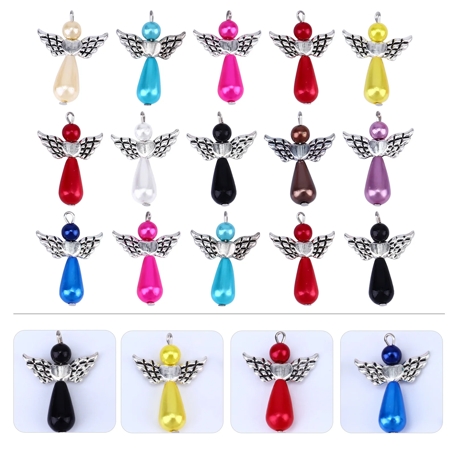 

20 Pcs Beaded Angel Kits Wing Pendant Accessories Keychain Jewelry DIY Beads for Making Alloy