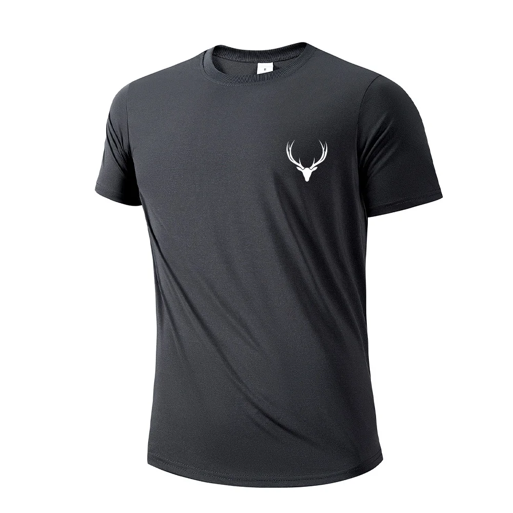 Men's Running Quick Drying T-shirts Breathable Hiking Fishing Tees Soft Elasticity Outdoor Sports Short Shirt Summer