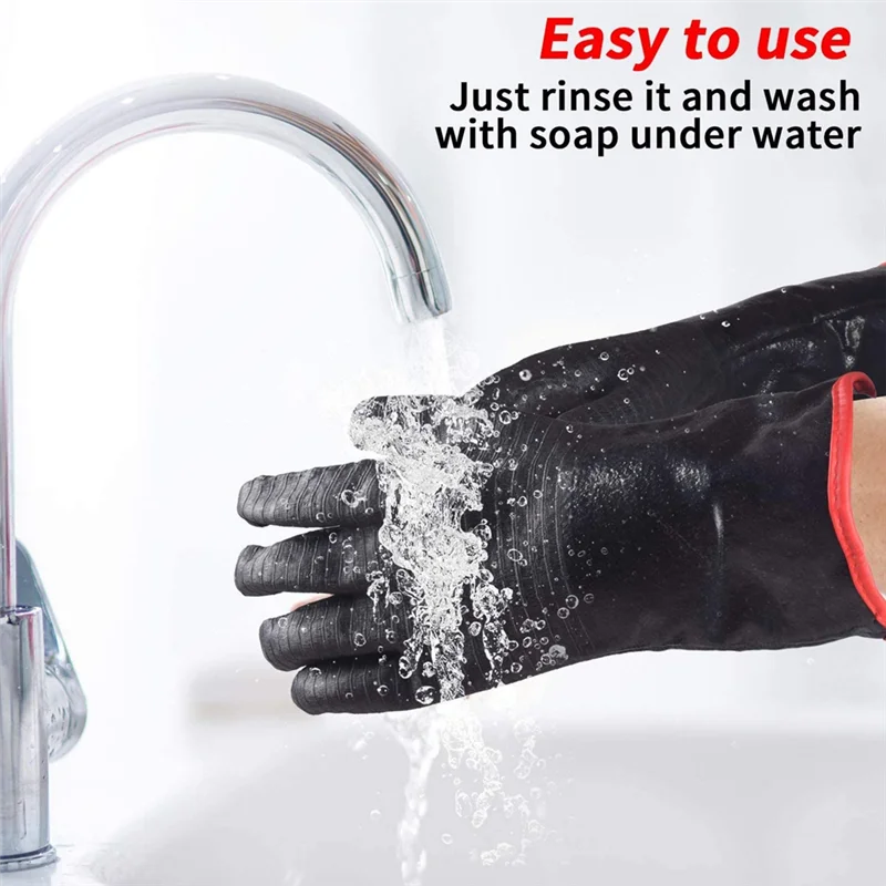 

Перчатки для барбекю ABVB-2 PCS — 1437) ° F утолщенные термостойкие перчатки с S-образным крючком 14-дюймовые кухонные перчатки для духовки Неопреновые водонепроницаемые перчатки для гриля