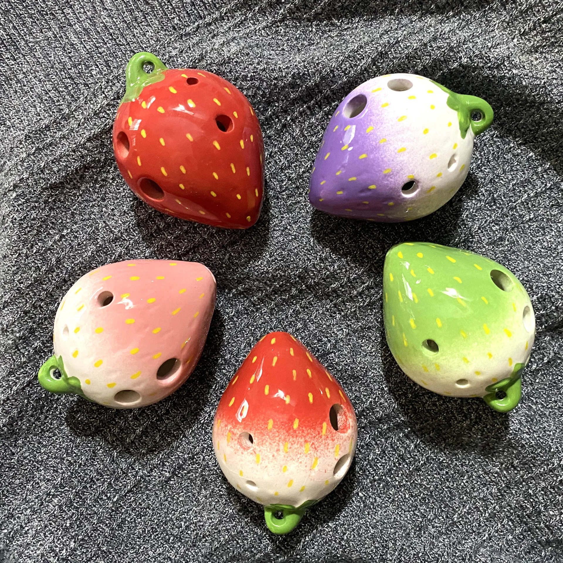 Strawberry Fruits Ocarina 6 Holes Creative Gradient Color Student Ceramics Handmade Beginners Ac Tone Orff Instruments Kid's Toy