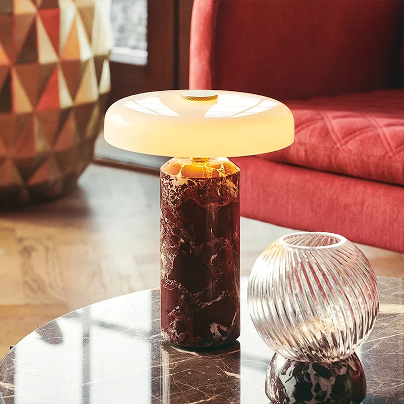 

New Modern Design Cordless Table Lamp Post Modern Luxury Creative Marble Table Lamp Hotel Living Room Portable Lighting