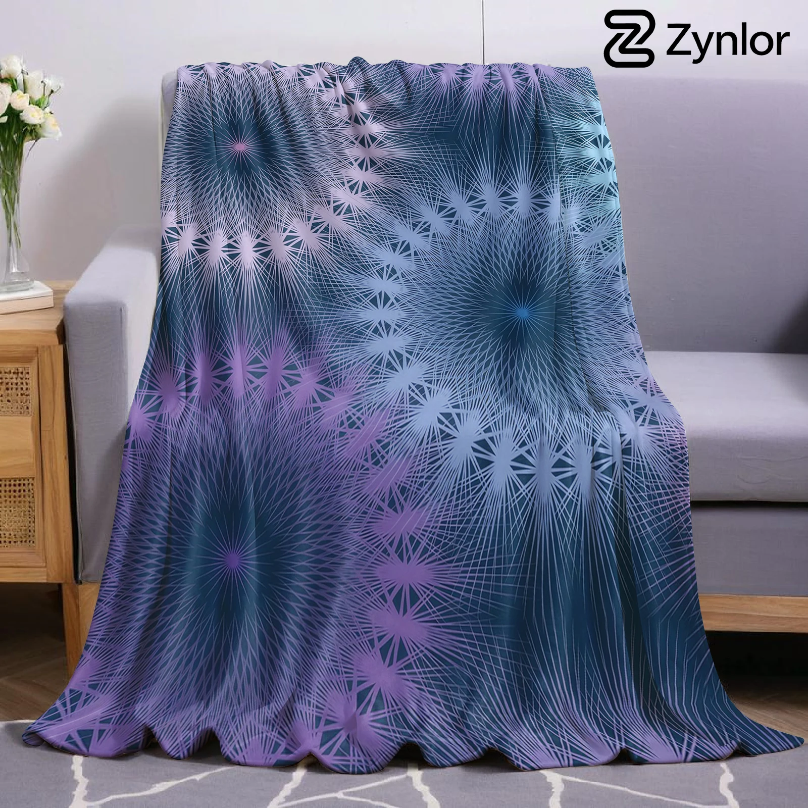 Mandala Burst Lightweight Microfiber Soft Christmas Fleece Blanket Warm Cozy Throw for Bed Sofa Office Travel All Season