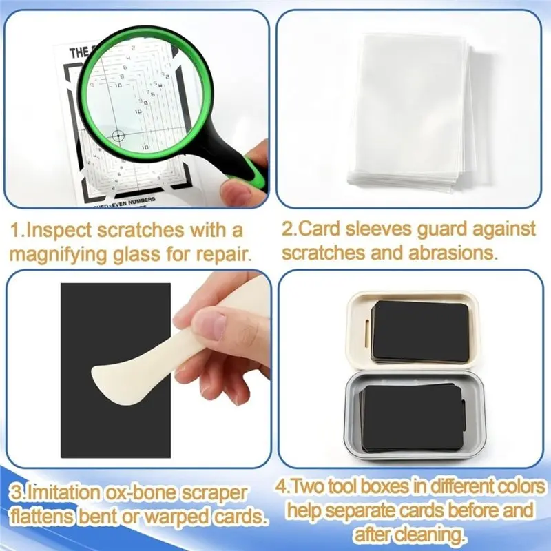 B03B-Card Cleaning Kit& Restoration Kit, 290 Pcs DIY Multipurpose Collectible Care Supplies Centering Tool& Storage Case