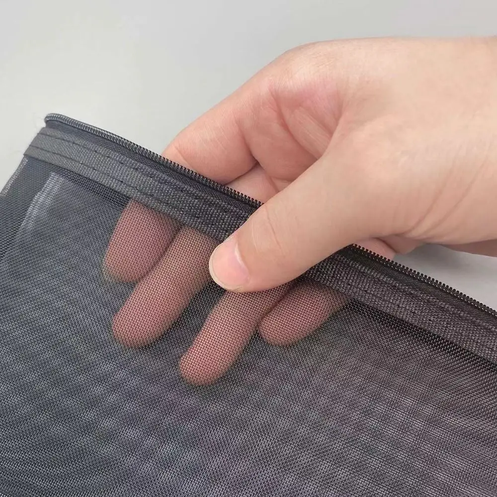 Nylon Transparent Zipper Pencil Case Zipper Solid Color Clear Stationery Bag Makeup Pouch Travel Case Mesh Cosmetic Storage Bag