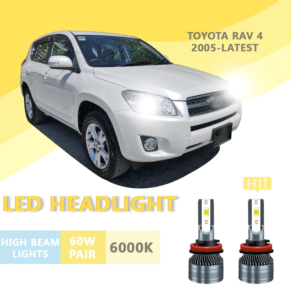 

2PCS FOR TOYOTA Rav 4-2005-latest 6000k H11 Super Bright Hi/Lo Beam Headlamp Lampu LED Headlight Bulb White Light