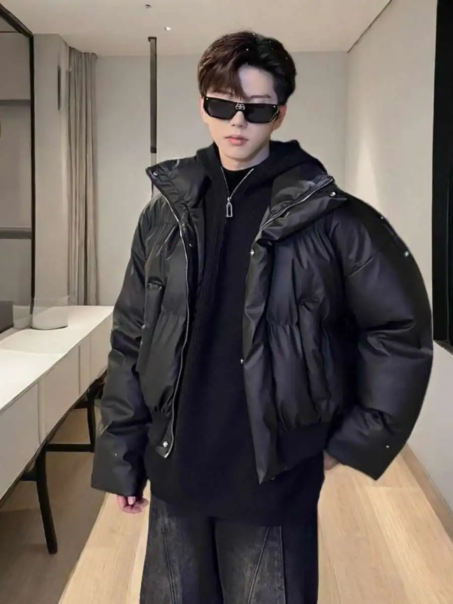 

Мужское зимнее хлопковое пальто American Sle ort Thiened Cotton Jaet с воротником-стойкой, свободное универсальное хлопковое пальто