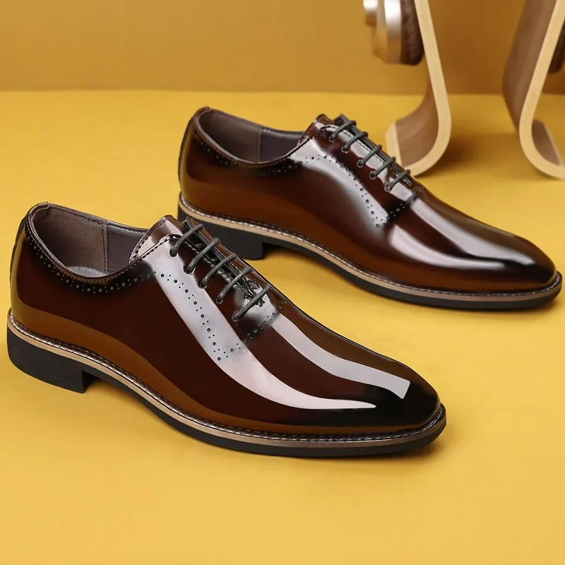 Men Oxford Shoes Patent Leather Dress Shoes High Quality Office Lace-up Formal Shoe Wedding Party Shoes Luxury Business Men Shoe