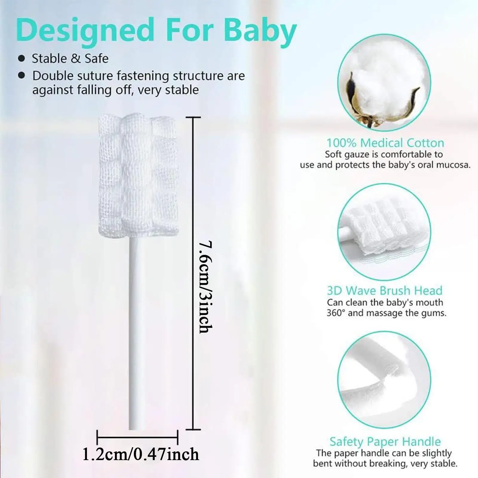 Baby-Zungenbürste Mundpflege-Reinigungsstab Zungenbelag-Reinigungstuch Zahnbürste für Baby-Pflege Mundpflege Zungenreinigung – Detail 8