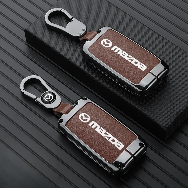 Leather Car Smart Key Case Cover Shell For Mazda 3 5 6 SKYACTIV Axela Atenza CX30 CX5 CX8 CX9 MX5 RX8 RX7 BT50 Keychain Protecto view 5