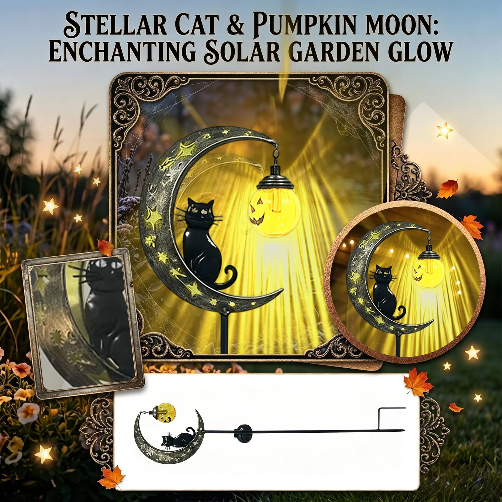 Garden Floor Lamps Halloween Moon Cat Solar Light Stake Outdoor Decor Spooky Lantern Garden Gardening Supplies Decoration 2026