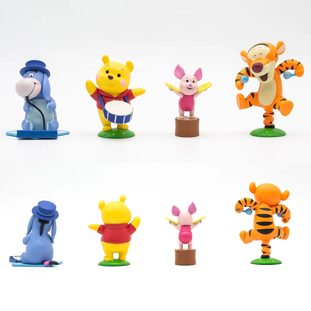 Disney Winnie The Pooh Band Action Figure Piglet Eeyore Tigger Pooh Bear Cuts Dolls Table Ornaments Children Birthday Gifts